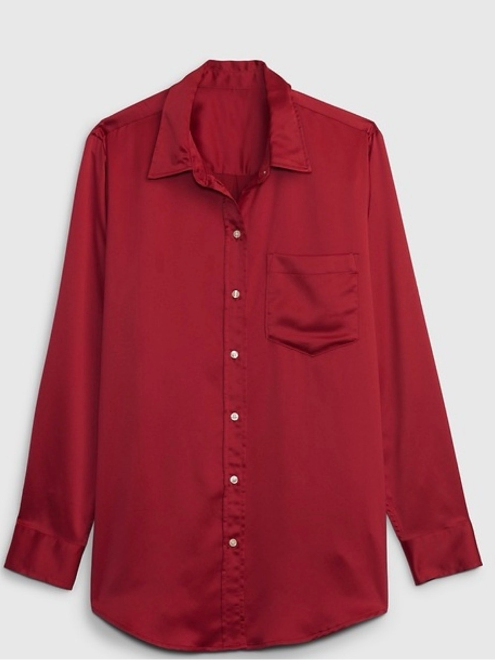 NWOT GAP Red Satin-Style Button Up Shirt